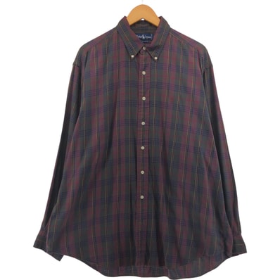 古着 ラルフローレン Ralph Lauren 長袖 ボタンダウン ライトネルチェックシャツ メンズXL相当/eaa554912