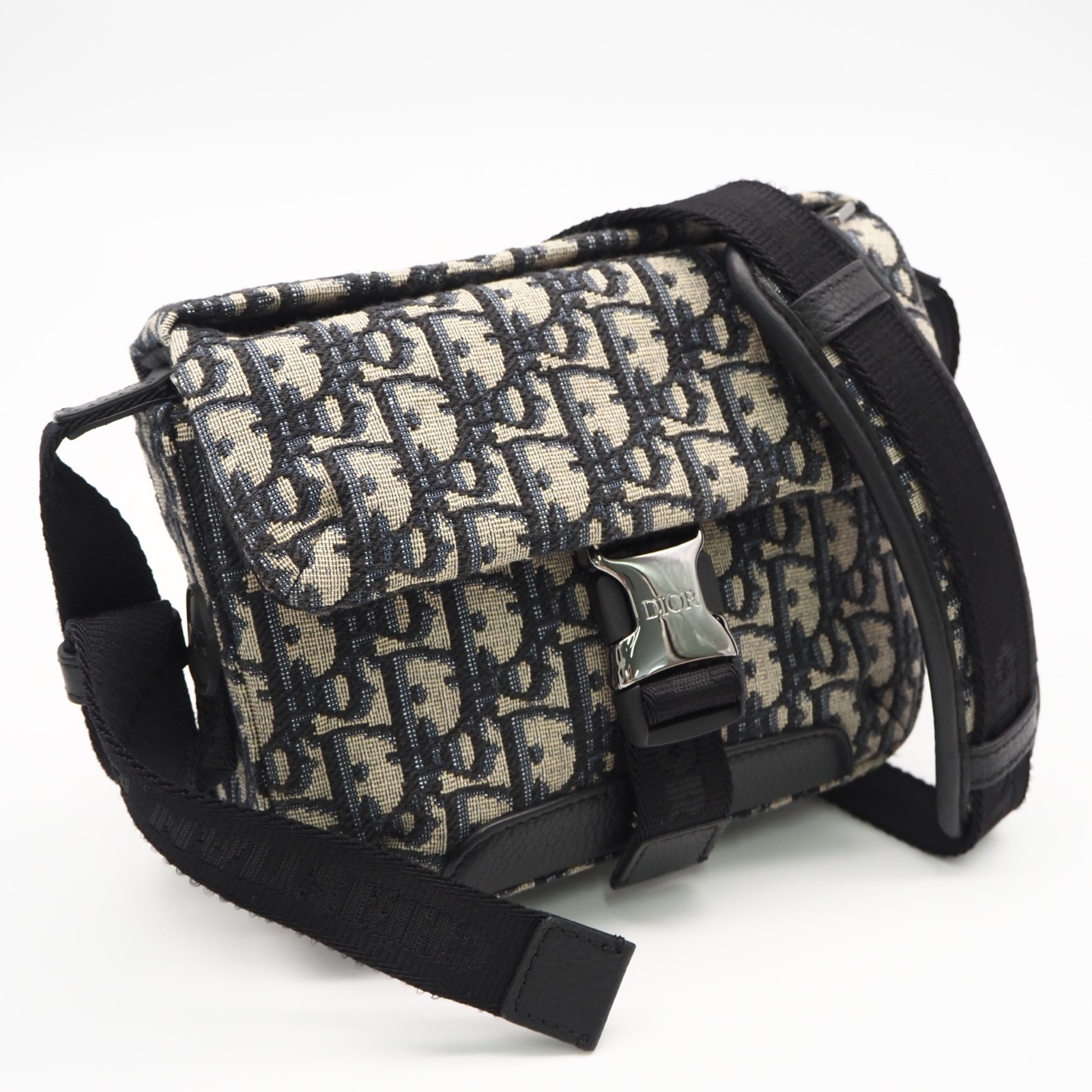 美品 Dior ディオール ディオール オブリーク ジャカード エクスプローラー メッセンジャーバッグ 2ESWS001YKY 27EU ショルダーバッグ ネイビー ベージュ キャンバス レディース