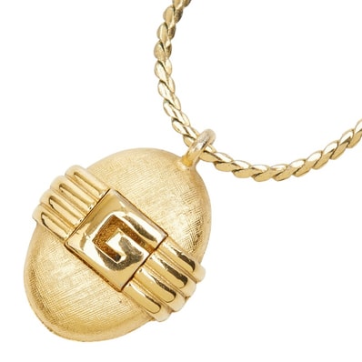 ジバンシー Gロゴ オーバル チェーン ペンダント ネックレス ゴールド メッキ レディース Givenchy 【中古】