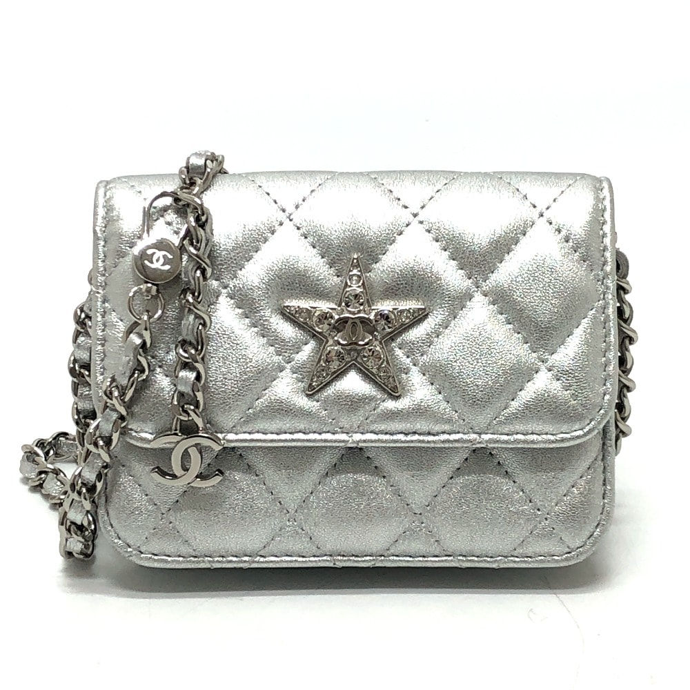 シャネル CHANEL スター ラインストーン イヤーギフト 顧客限定 カバン マトラッセ ミニ ショルダーバッグ レザー シルバー 美品