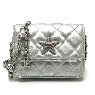 シャネル CHANEL スター ラインストーン イヤーギフト 顧客限定 カバン マトラッセ ミニ ショルダーバッグ レザー シルバー 美品