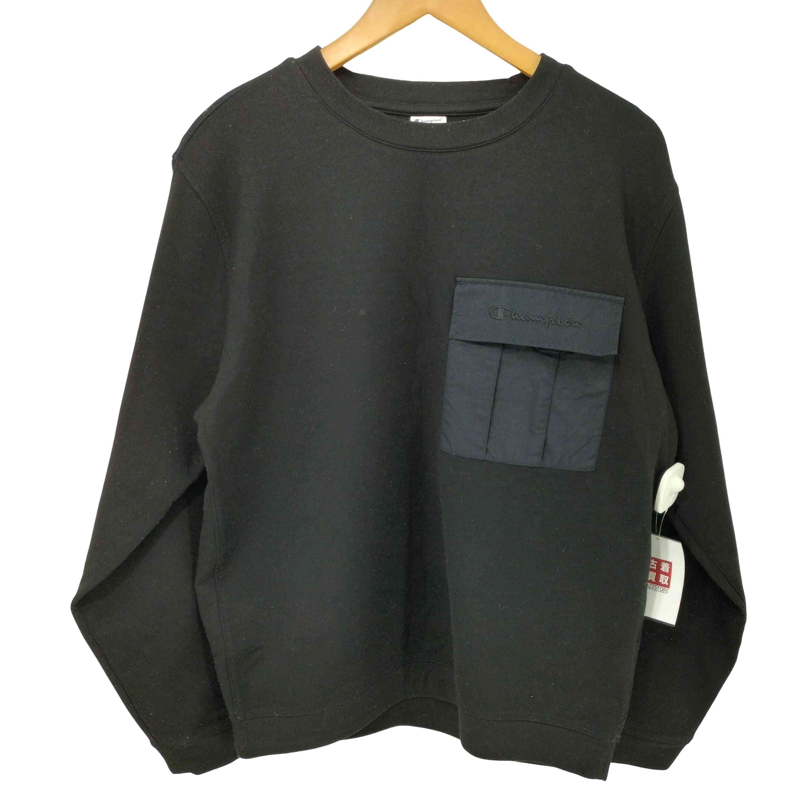 胸ポケット ロゴ 刺繍 レーヨンポリ クルーネック スウェット【1142260690122】