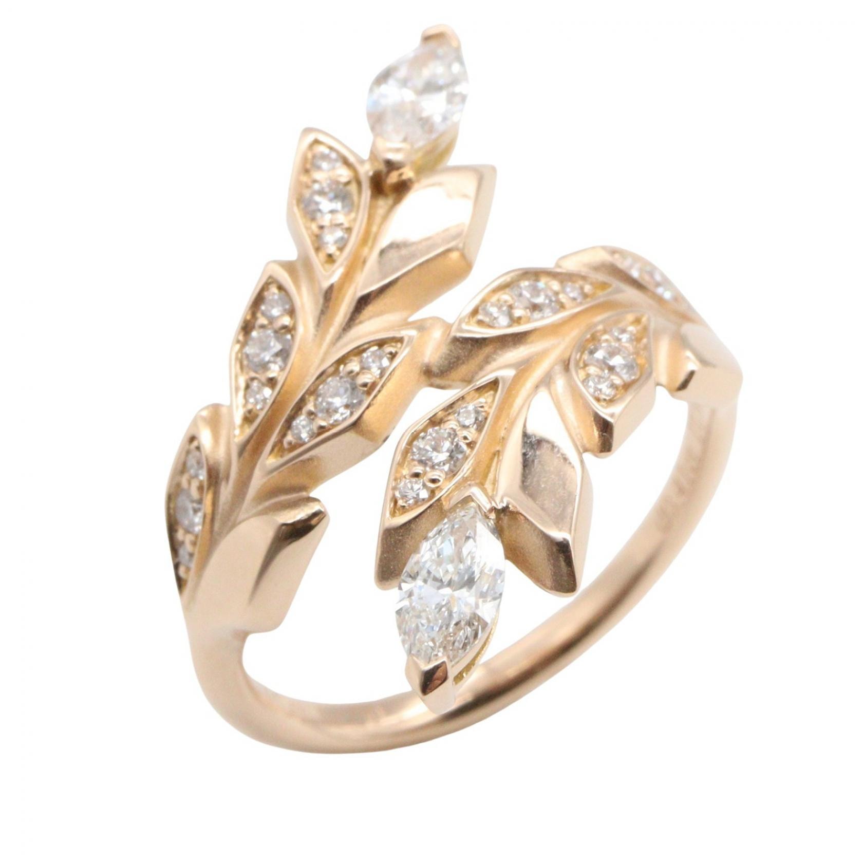 ティファニー TIFFANY&CO ビクトリア ヴァイン バイパス ダイヤ リング リング・指輪 ジュエリー K18PG(ピンクゴールド) ダイヤモンド レディース ゴールド系 / クリア系 【中古】