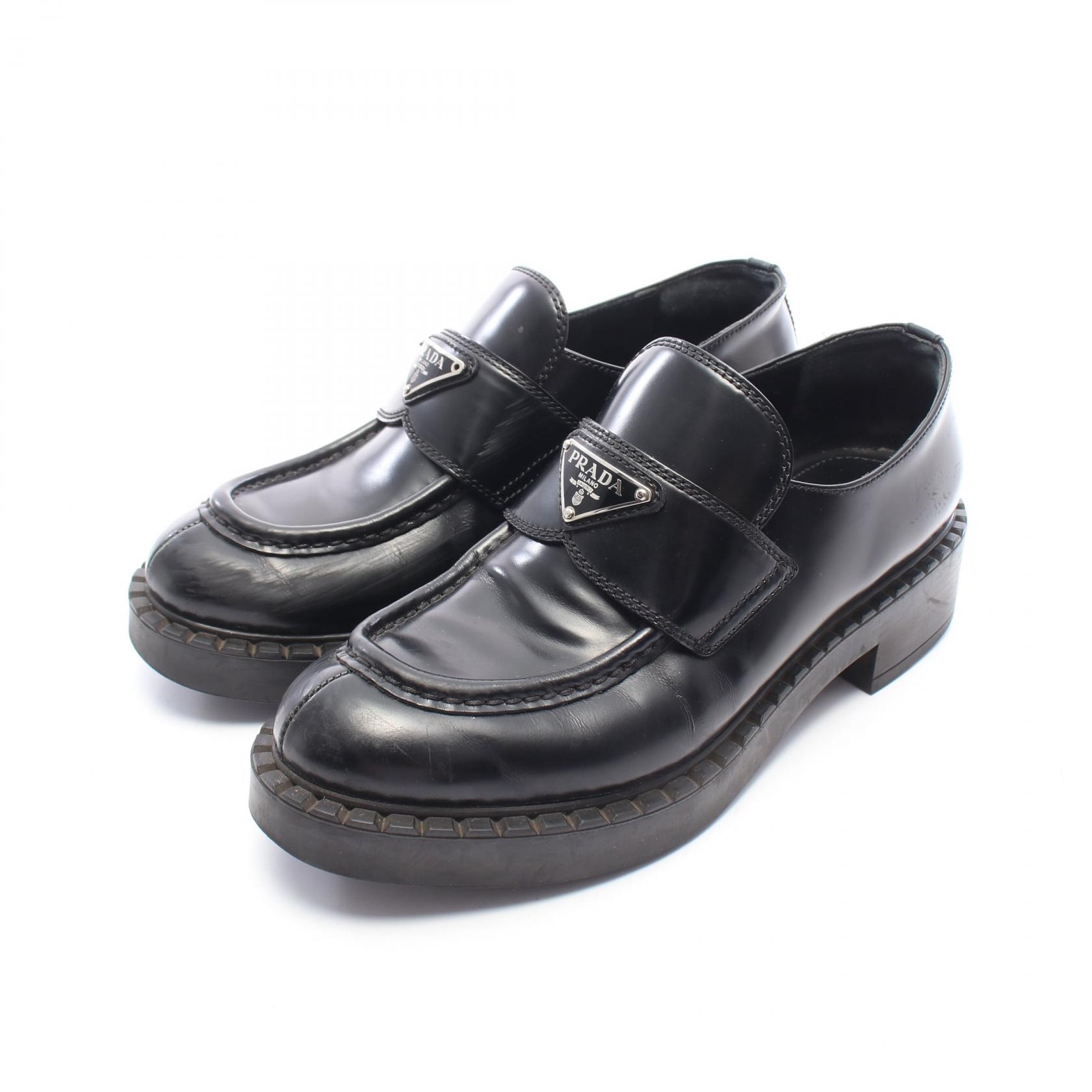 プラダ PRADA モノリス ローファー 靴 レザー レディース ブラック系 【中古】