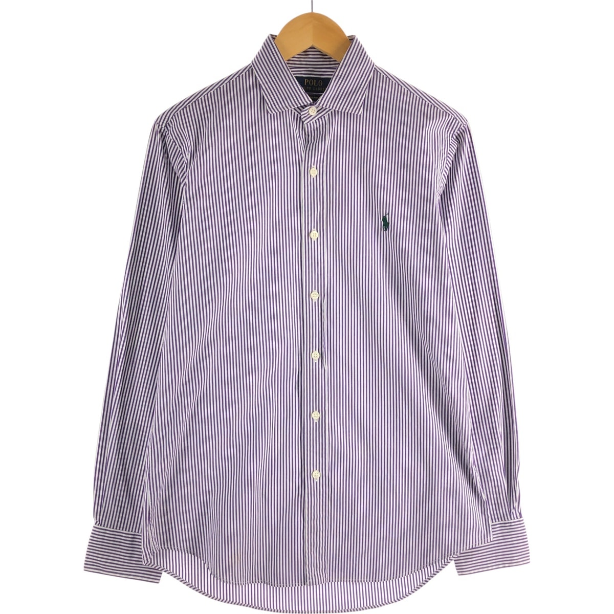 古着 ラルフローレン POLO RALPH LAUREN STRETCH POPLIN ワイドカラー 長袖 コットンストライプシャツ メンズS相当/eaa562047 【中古】 【250628】 【Elulu/エルル】/eaa562047
