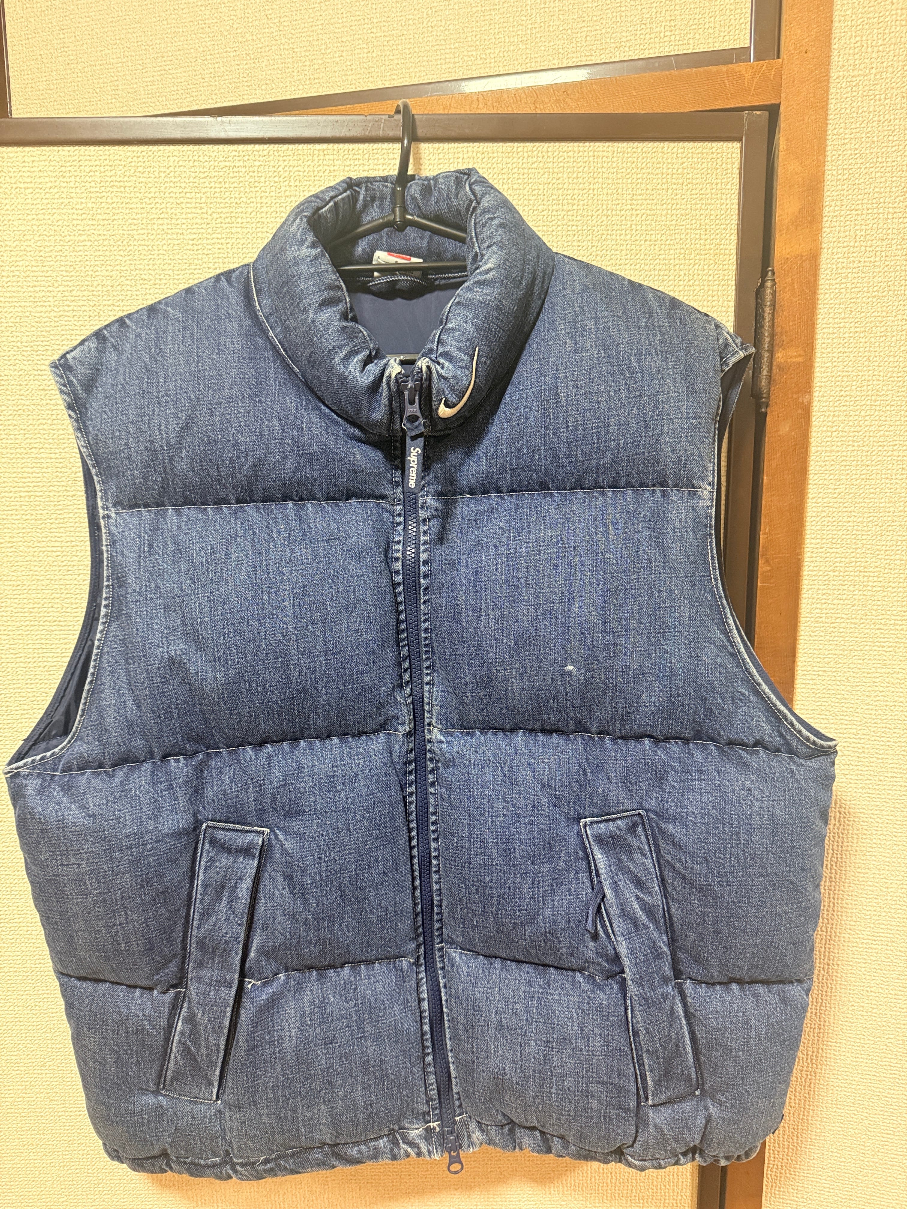 DETAILED LOOK at the Supreme x Nike Denim Puffer Vest (Indigo