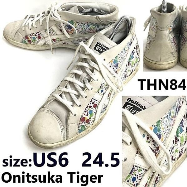 Onitsuka Tiger/オニツカタイガー★THN842/セック/SECK/ミドル/ハイカットスニーカー【6/24.5/white/白カラフル柄】Shoes/trainers◆sD-191