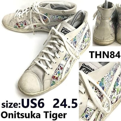 Onitsuka Tiger/オニツカタイガー★THN842/セック/SECK/ミドル/ハイカットスニーカー【6/24.5/white/白カラフル柄】Shoes/trainers◆sD-191