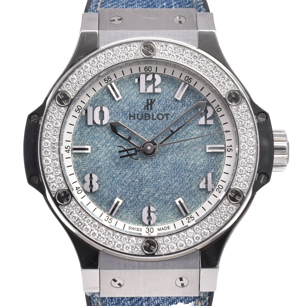 値下 ウブロ HUBLOT 361.SX.2710.NR.1104.JEANS ビッグバン ジーンズ 日本限定 ダイヤモンドベゼル クォーツ メンズ 美品 G#144731
