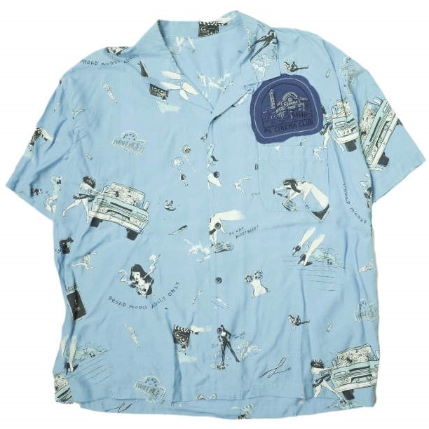 Porter Classic ポータークラシック 21SS 日本製 ALOHA SHIRT STRONG WOMEN & RUSS アロハシャツ ストロングウーマンアンドラス M BLUE 半袖 オープンカラー トップス g12178