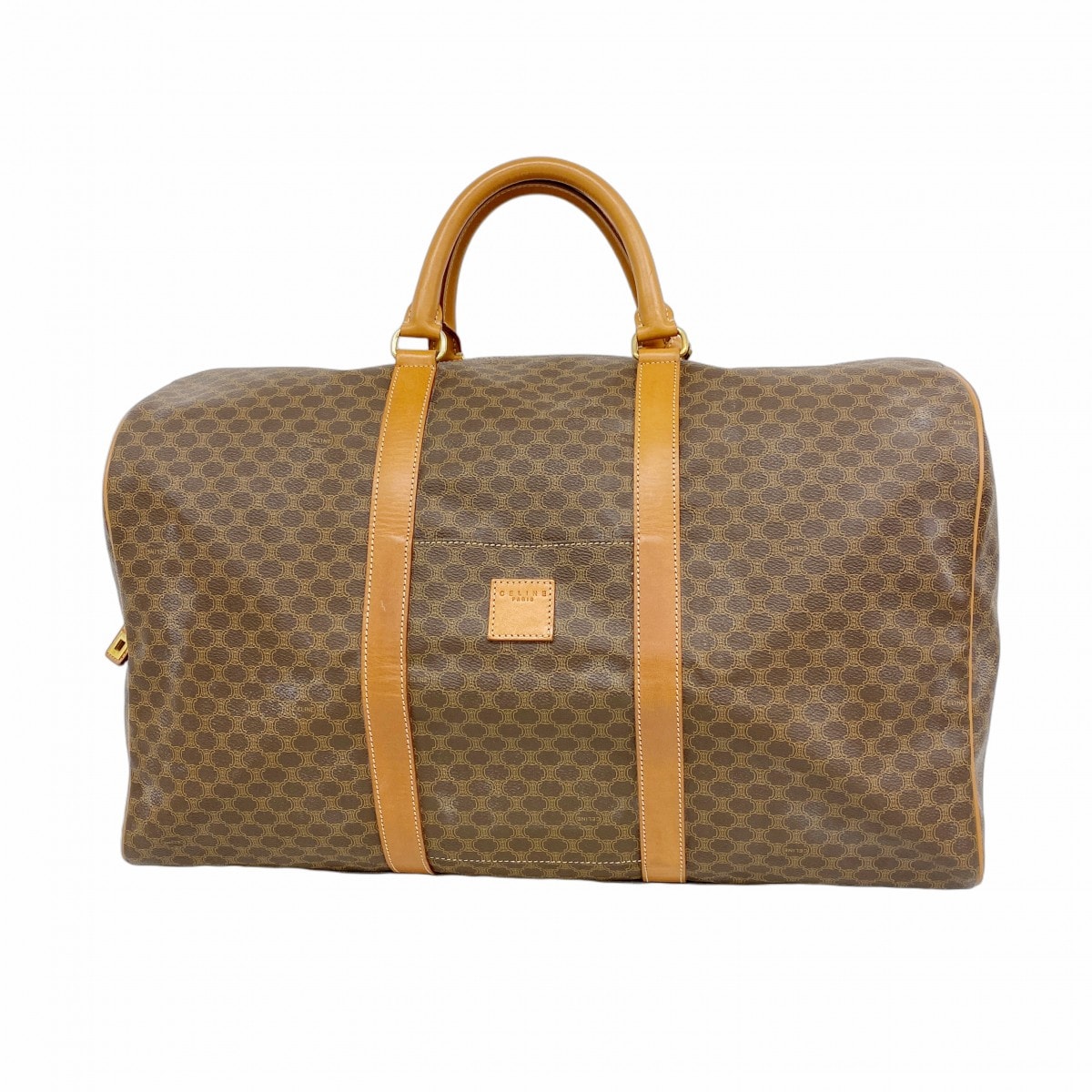 【6dd4762-k】セリーヌ ボストンバッグ マカダム PVC ブラウン ゴールド金具【中古】メンズ レディース ユニセックス