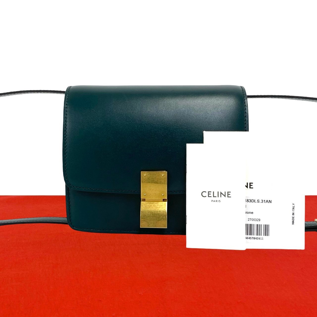CELINE セリーヌ クラシックボックス スモール レザー ショルダーバッグ グリーン
 14874