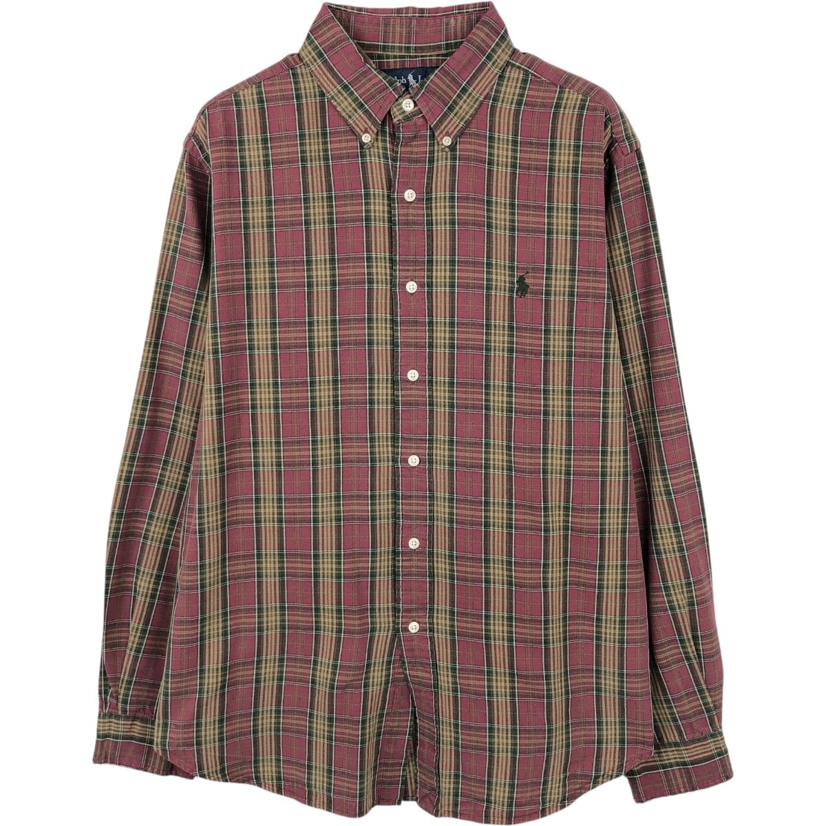 古着 ラルフローレン Ralph Lauren CLASSIC FIT クラシックフィット 長袖 ボタンダウンチェックシャツ メンズL相当/eaa662093