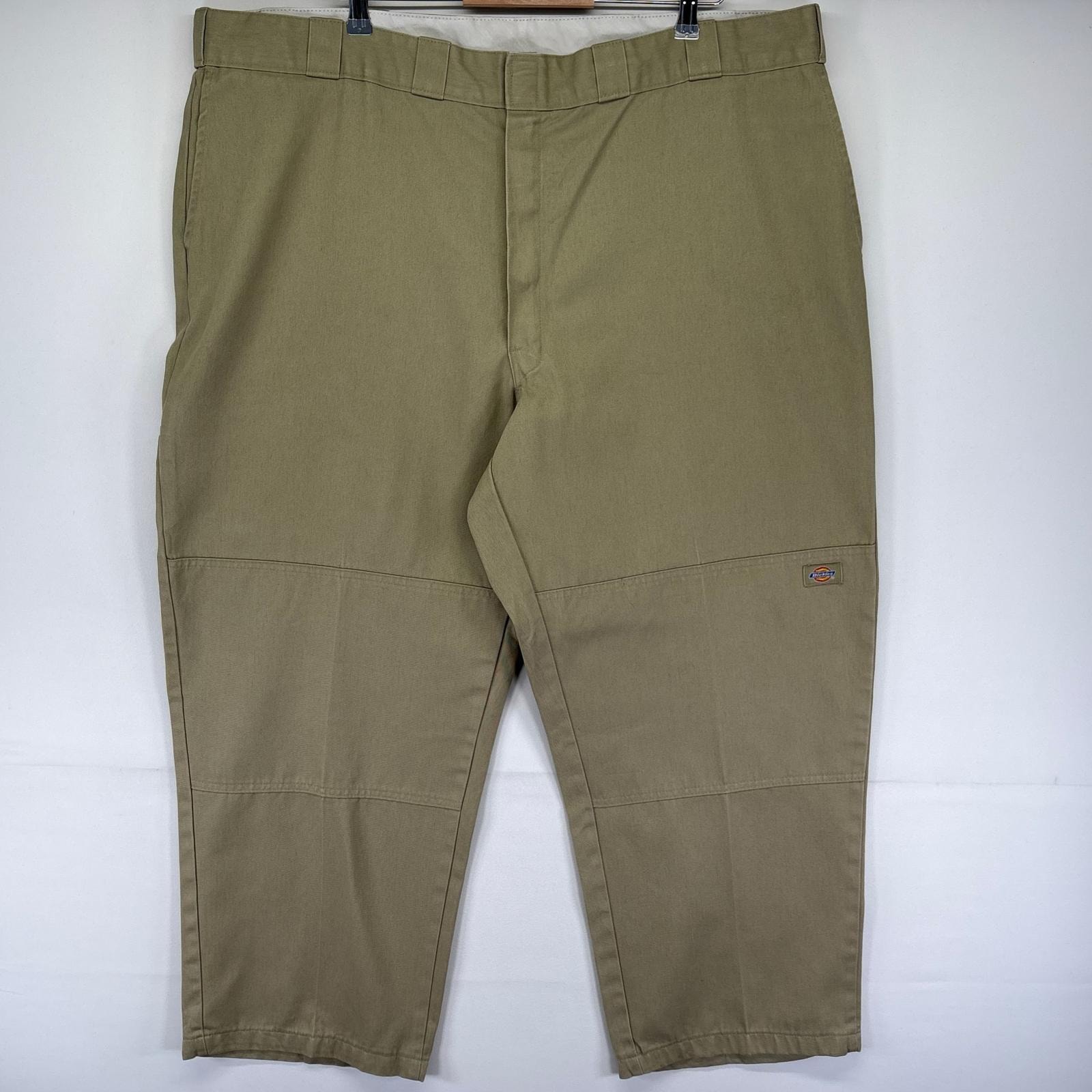 古着 ディッキーズ Dickies パンツ ワーク チノ ダブルニー ワンポイントロゴ ジッパーフライ 作業着 W48 L30  ベージュ系 メンズ