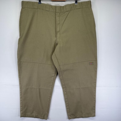 古着 ディッキーズ Dickies パンツ ワーク チノ ダブルニー ワンポイントロゴ ジッパーフライ 作業着 W48 L30 ベージュ系 メンズ