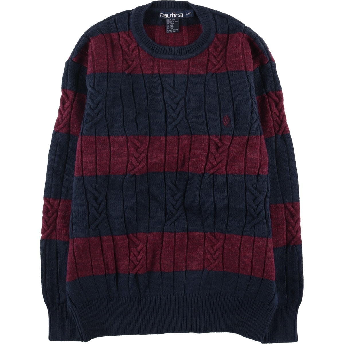 古着 90年代 ノーティカ NAUTICA ボーダー柄 コットンニットセーター メンズL相当 ヴィンテージ/eaa410895