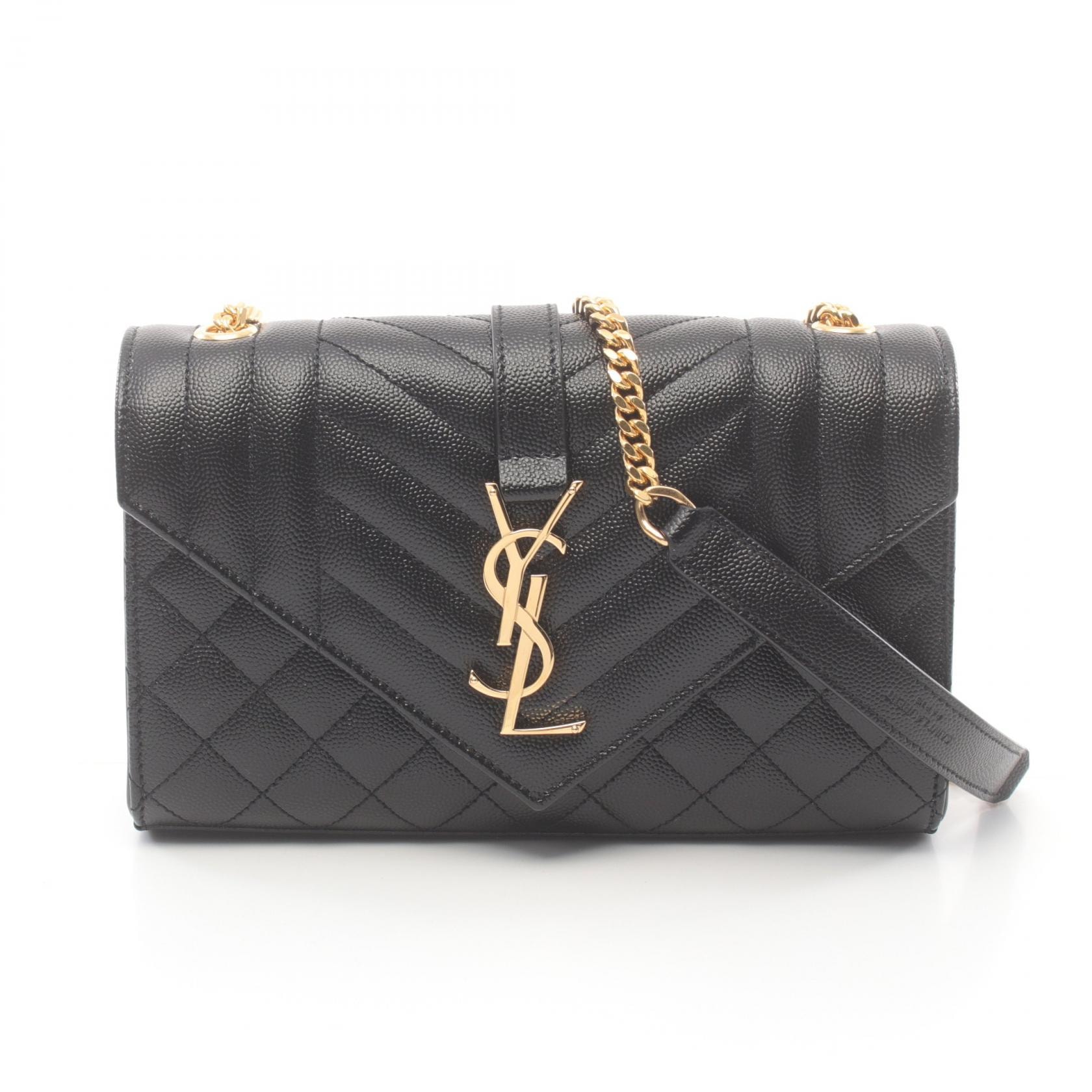 サンローランパリ SAINT LAURENT PARIS エンヴェロップ スモール ショルダーバッグ バッグ レザー レディース ブラック系 600195BOW911000 【新品】