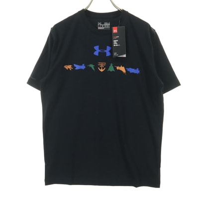 未使用 UNDER ARMOUR アンダーアーマー heatgear 宇宙戦艦ヤマトプリント 半袖 丸首 Tシャツ S ブラック SMloose 袋付