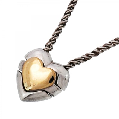 【6jdb0441-k】ティファニー ネックレス パズルハート K18YG イエローゴールド シルバー925【中古】レディース