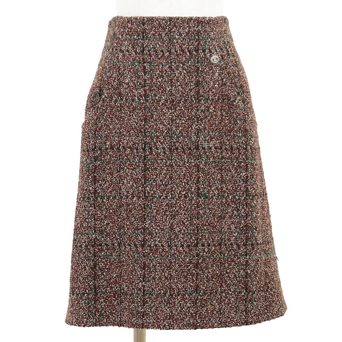 SALE【美品】CHANEL シャネル ツイードスカート サイズ 38 レディース P41811 チェック COCOマークチャーム ボトムス マルチカラー フランス製 カール・ラガーフェルド期