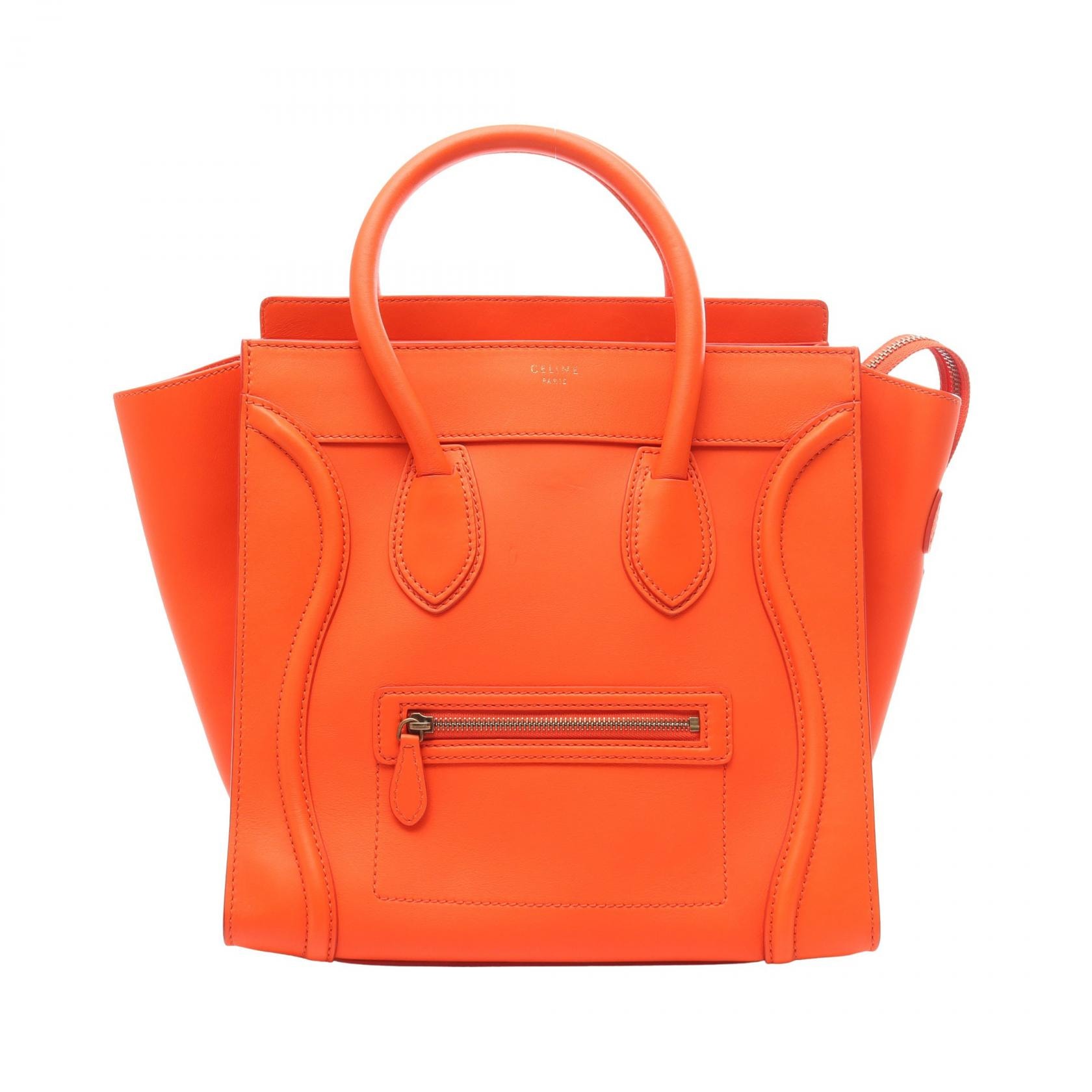 セリーヌ CELINE ラゲージ ミニショッパー ハンドバッグ バッグ レザー レディース レッド系 【中古】