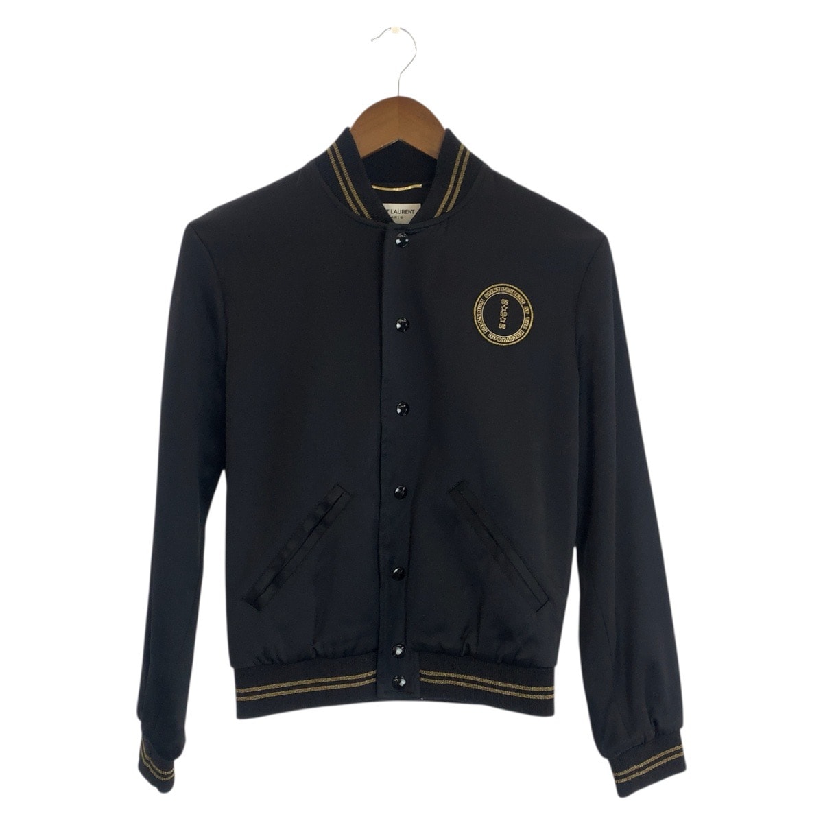 美品 SAINT LAURENT PARIS サンローランパリ パラディウム テディジャケット サイズ34 ブラック 黒 ゴールド レーヨン ポリエステル/ ポリウレタン/ ナイロンジャケット スタジャン ブルゾン ジャンバー 601621 【中古】
