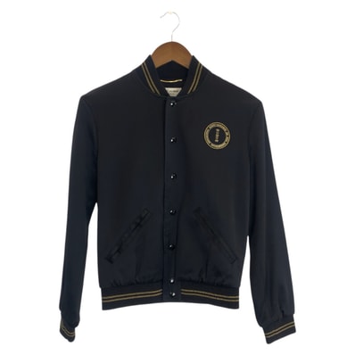 美品 SAINT LAURENT PARIS サンローランパリ パラディウム テディジャケット サイズ34 ブラック 黒 ゴールド レーヨン ポリエステル/ ポリウレタン/ ナイロンジャケット スタジャン ブルゾン ジャンバー 601621 【中古】