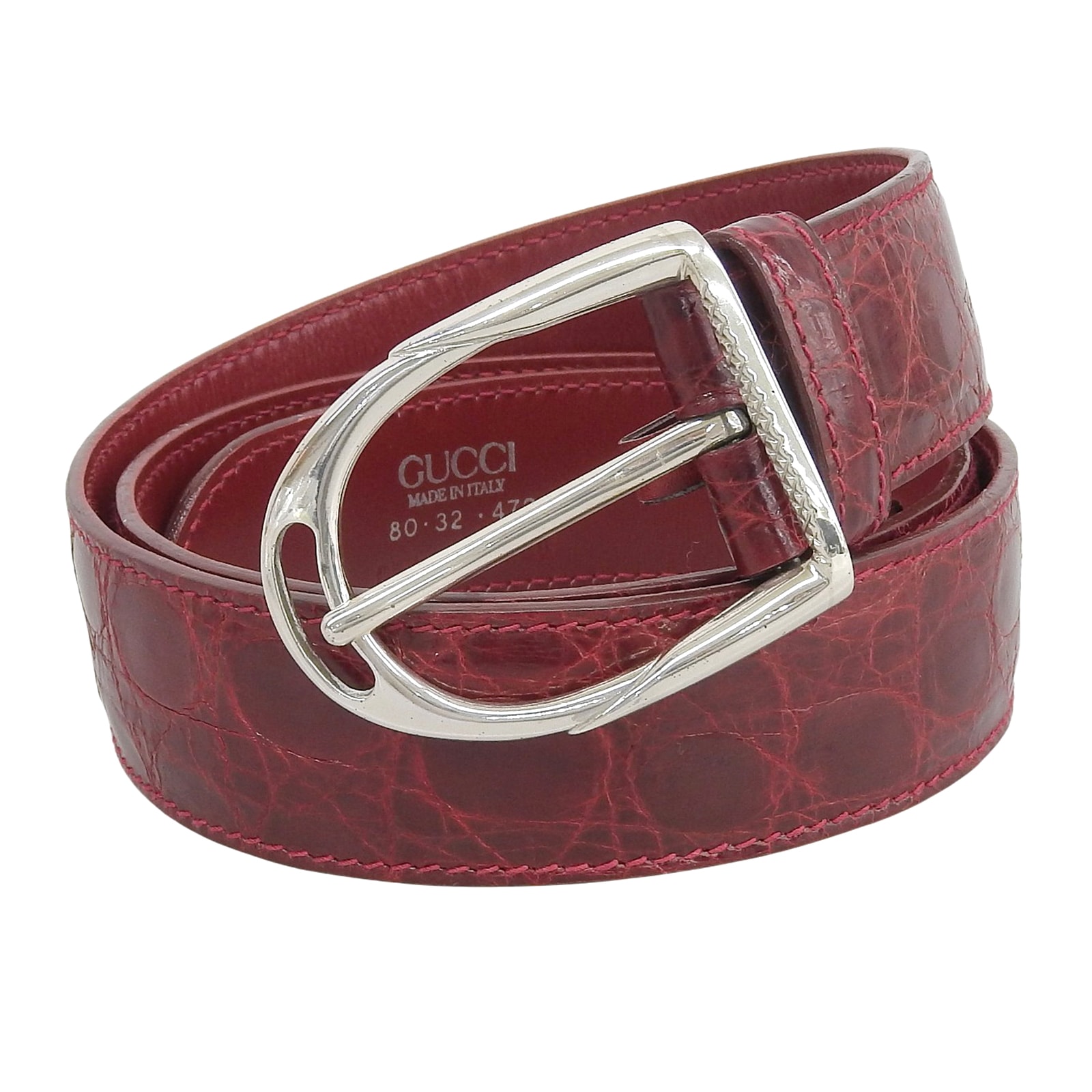 美品 グッチ ベルト レッド メンズ 80/32 087.194