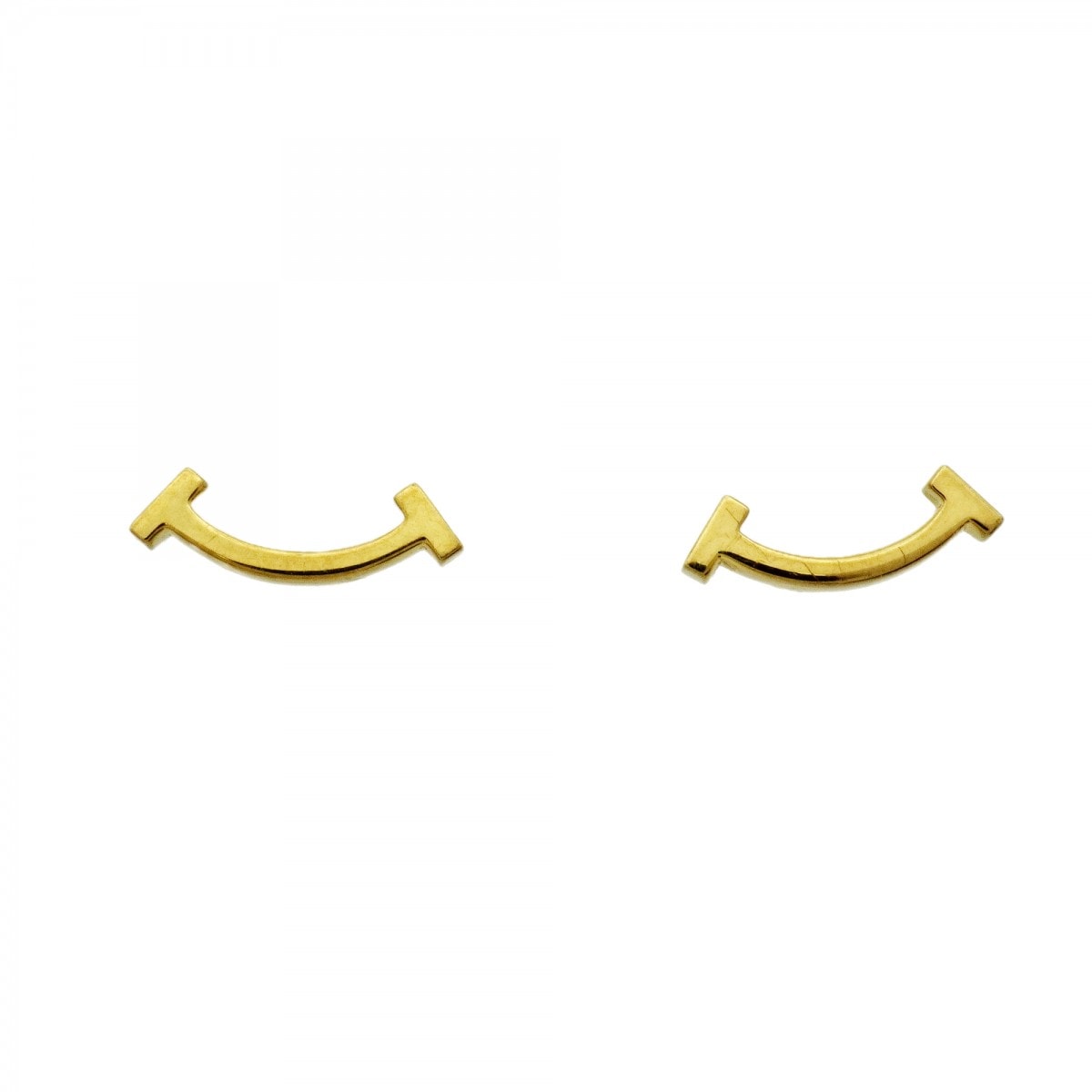 【6jcb0636】ティファニー ピアス Tスマイル K18YG イエローゴールド【中古】レディース