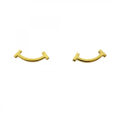 【6jcb0636】ティファニー ピアス Tスマイル K18YG イエローゴールド【中古】レディース