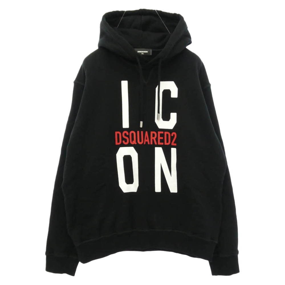 DSQUARED2 ディースクエアード 21AW S79GU0034 ICON HOODED SWEATSHIRT アイコン フーデッド スウェットシャツ パーカー フーディー ブラック系 XXL【中古】