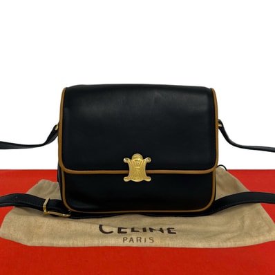 CELINE セリーヌ トリオンフ ロゴ 金具 レザー ショルダーバッグ ブラック
69894