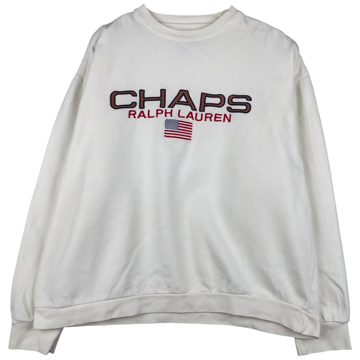 古着 ラルフローレン Ralph Lauren CHAPS チャップス 星条旗柄 ロゴスウェットシャツ トレーナー メンズL相当/eaa605178