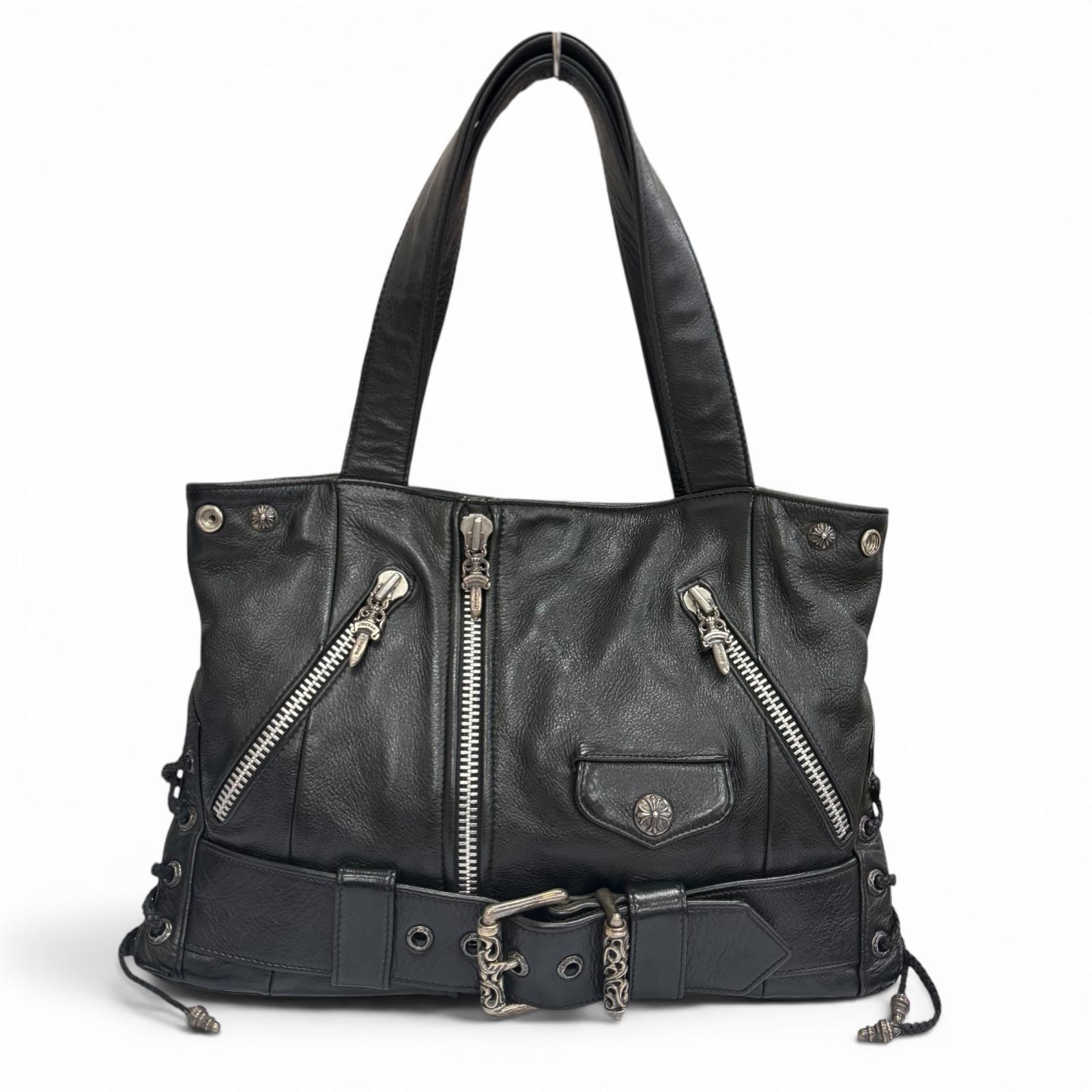 Chrome Hearts Small JJ Dean Leather Riders Handbag "Black"