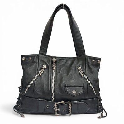 Chrome Hearts Small JJ Dean Leather Riders Handbag "Black"