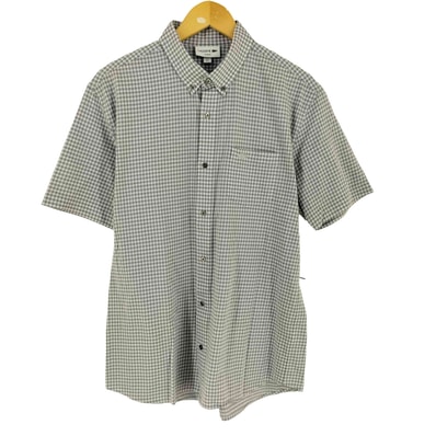 SLIM FIT ギンガムチェック 半袖 ボタンダウンシャツ【1143385865303】