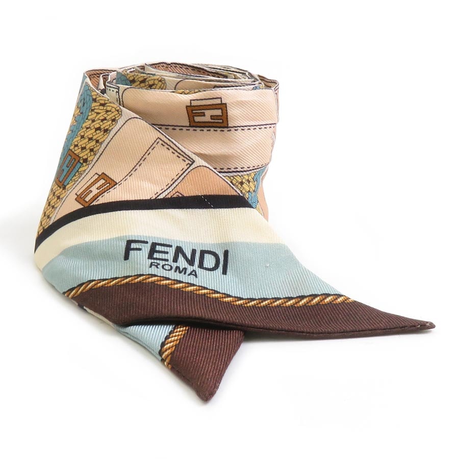 フェンディ FENDI スカーフ リボンスカーフ シルク マルチカラー レディース【中古】 r11430a