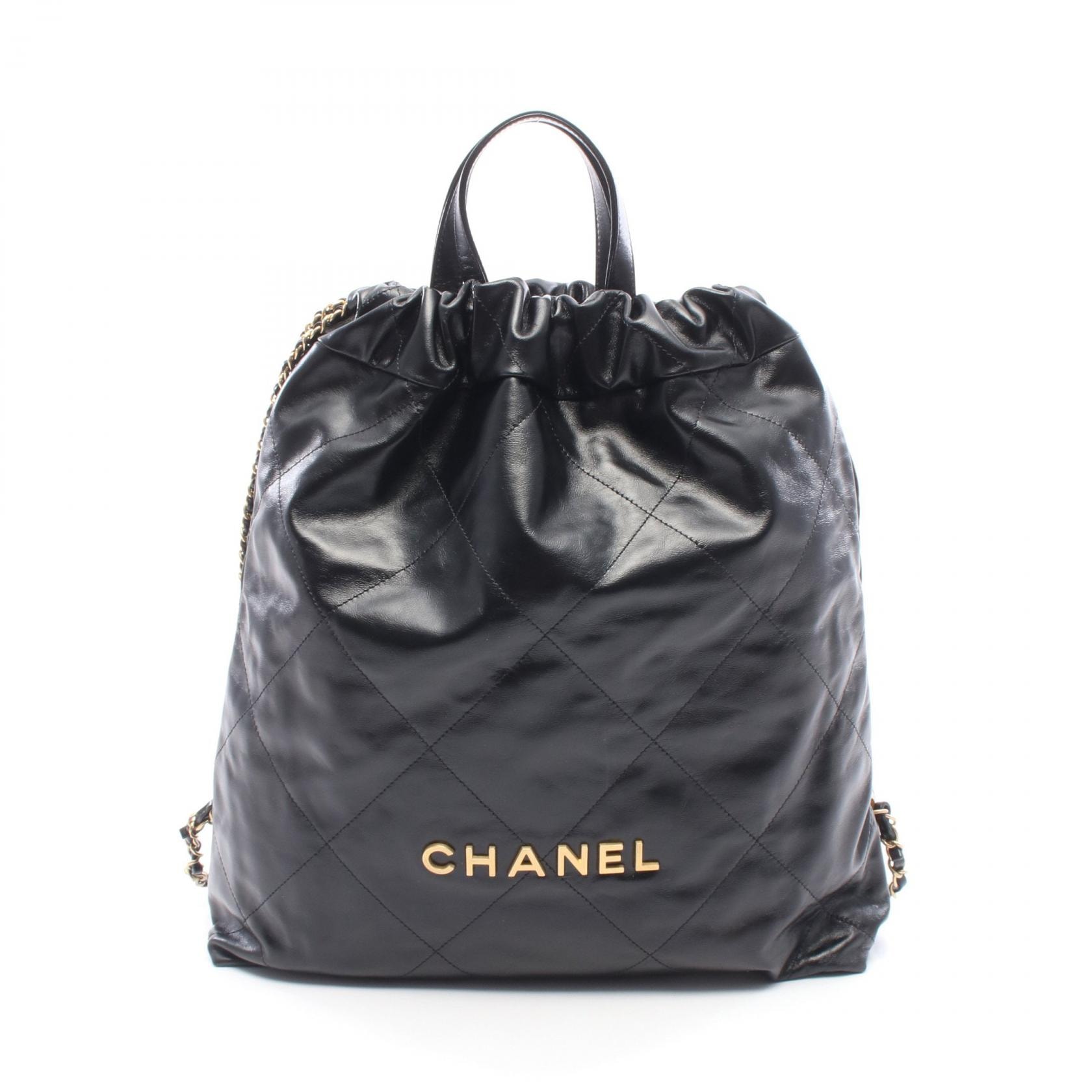 シャネル CHANEL シャネル 22 ラージ リュックサック バックパック バッグ レザー レディース ブラック系 AS3313 【中古】