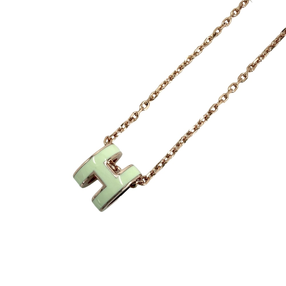 HERMES エルメス ネックレス ポップアッシュ ミニ アクセサリー オフホワイト系 ゴールド系 レディース 約2.5g 美品【中古品】