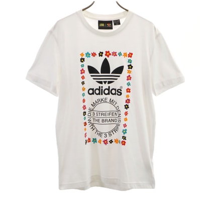 adidas Originals アディダスオリジナルス PHARRELL WILLIAMS ファレル・ウィリアムス コラボ トレフォイルロゴ 半袖 Tシャツ L ホワイト