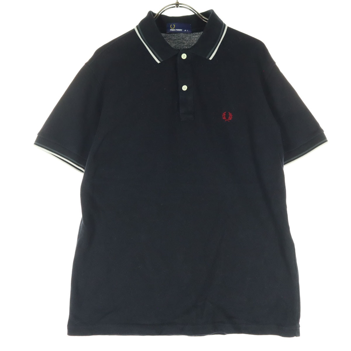 FRED PERRY フレッドペリー 半袖 ワンポイントロゴ ポロシャツ L ブラック