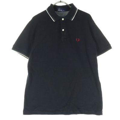 FRED PERRY フレッドペリー 半袖 ワンポイントロゴ ポロシャツ L ブラック