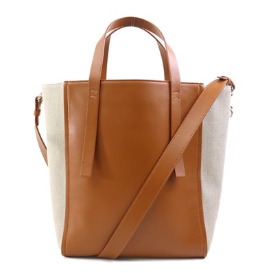 クロエ Chloe ハンドバッグ ショルダーバッグ クロエ センス レザー/キャンバス ブラウン×ベージュ レディース【中古】 90239a