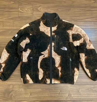Supreme x The North Face Bleached Denim Print Fleece Jacket "Black"