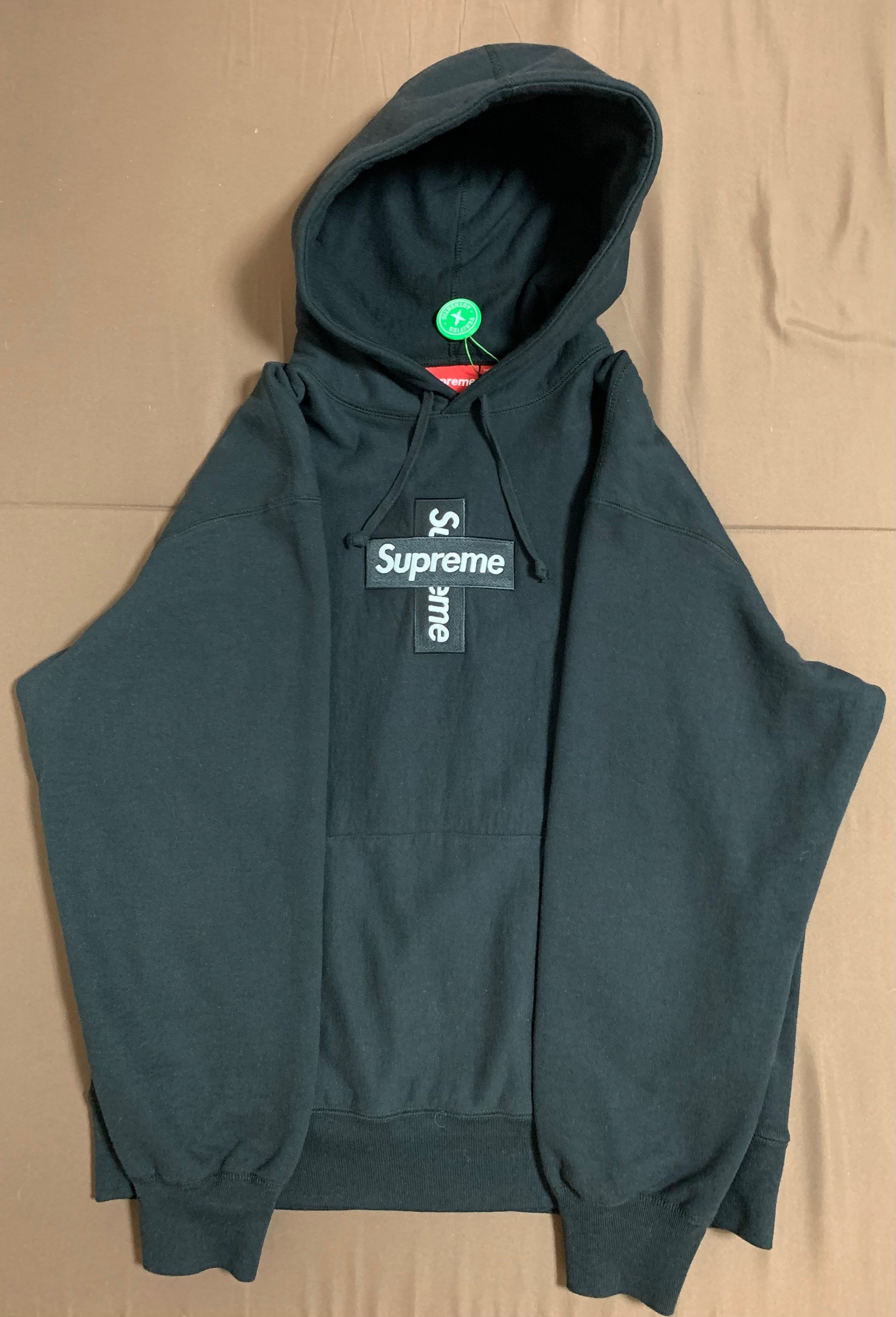 Supreme Cross Box Logo Hooded Sweatshirt "Black"