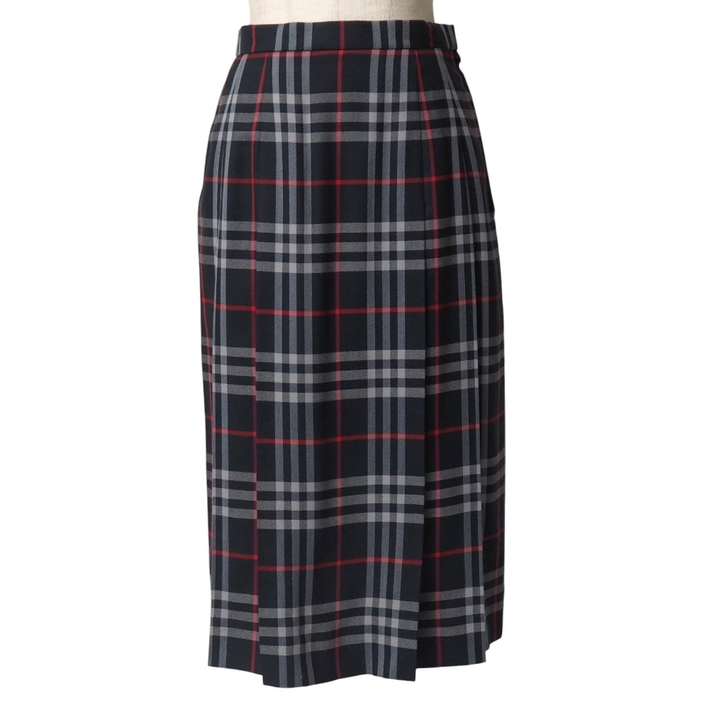 ■美品■Burberrys バーバリーズ ヴィンテージ スカート サイズ7 チェック プリーツ フレア ミモレ ひざ丈 ブランド古着【中古】20251114/RA6469