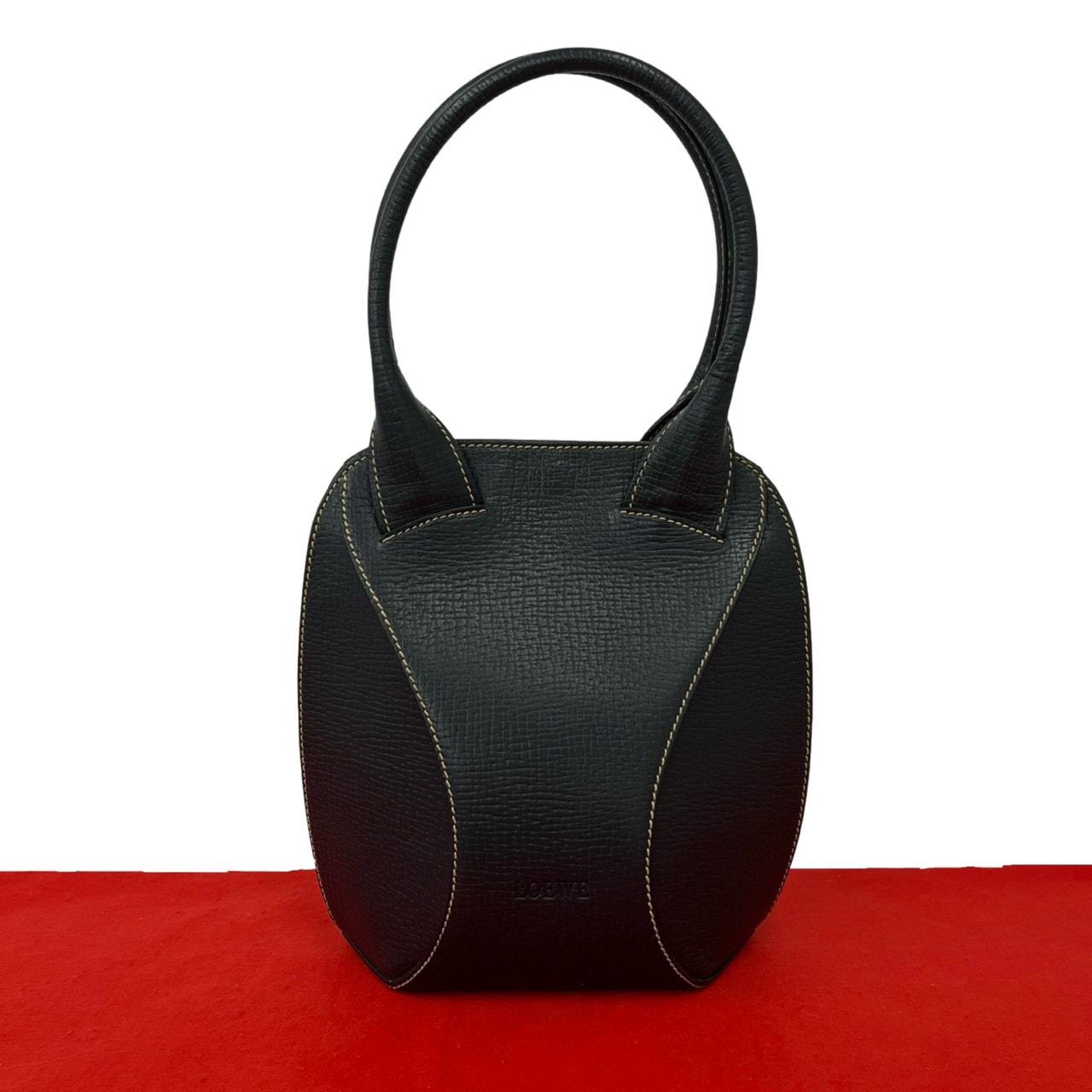 LOEWE ロエベ ロゴ 型押し レザー ハンドバッグ ネイビー
 54931