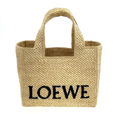 LOEWE ロエベ フォント トート スモール トートバッグ A685E59X03 ラフィア ベージュ レディース【中古】