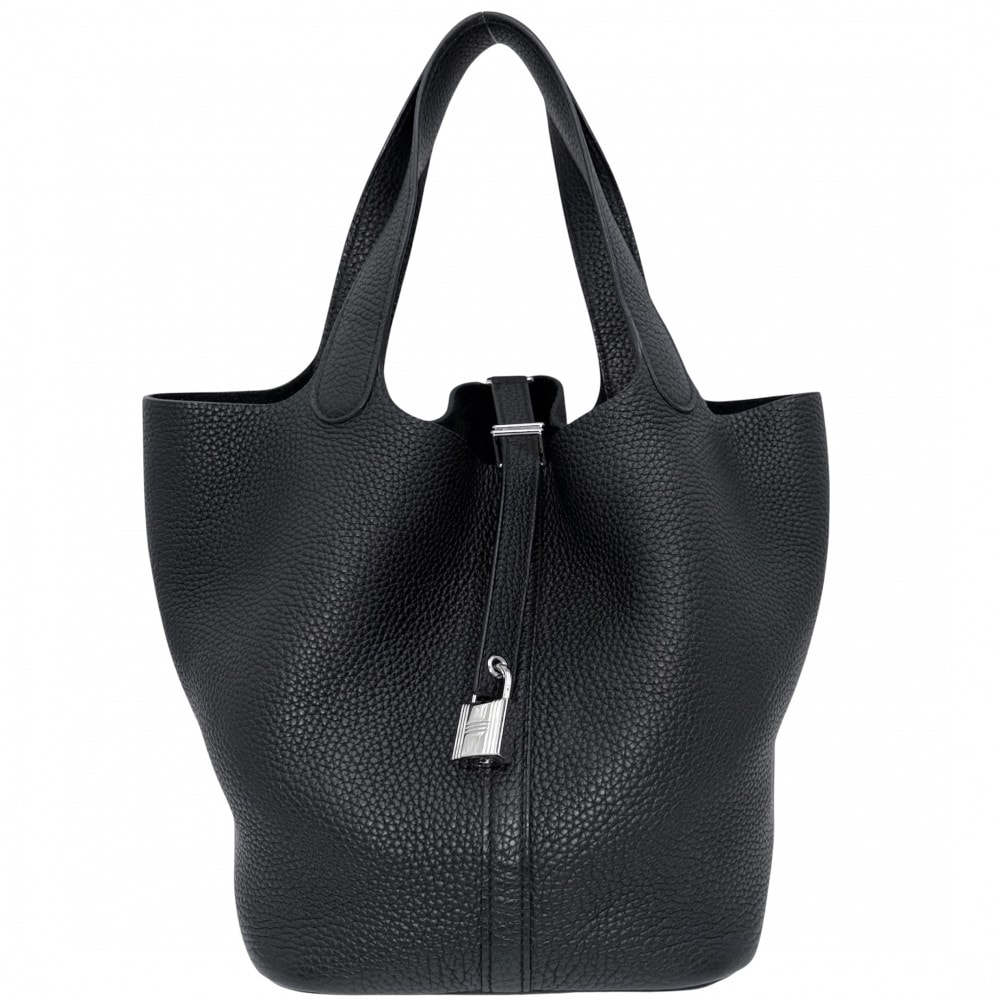 HERMES エルメス ハンドバッグ ピコタンロックMM X刻印 レザー    ブラック 黒 シルバー金具 レディース 2016年【中古品】