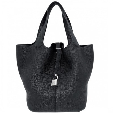 HERMES エルメス ハンドバッグ ピコタンロックMM X刻印 レザー ブラック 黒 シルバー金具 レディース 2016年【中古品】